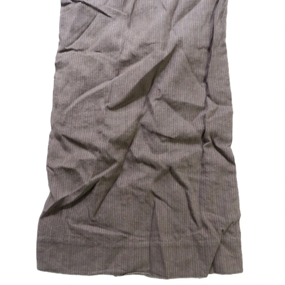 Banana Republic Women Brown Linen Blend Wide Leg Pant Pinstripe 6 Regular Office